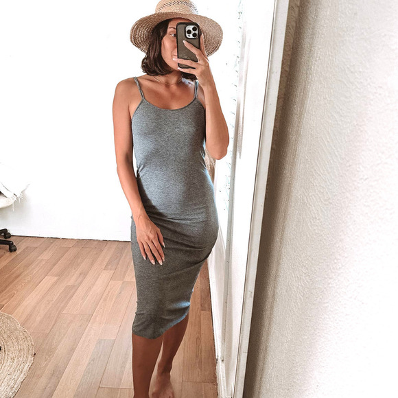 Skin Organic Cotton Slip Dress Dark Gray Size 0 - Picture 4 of 11